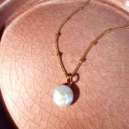 Round Pearl Pendant Silver